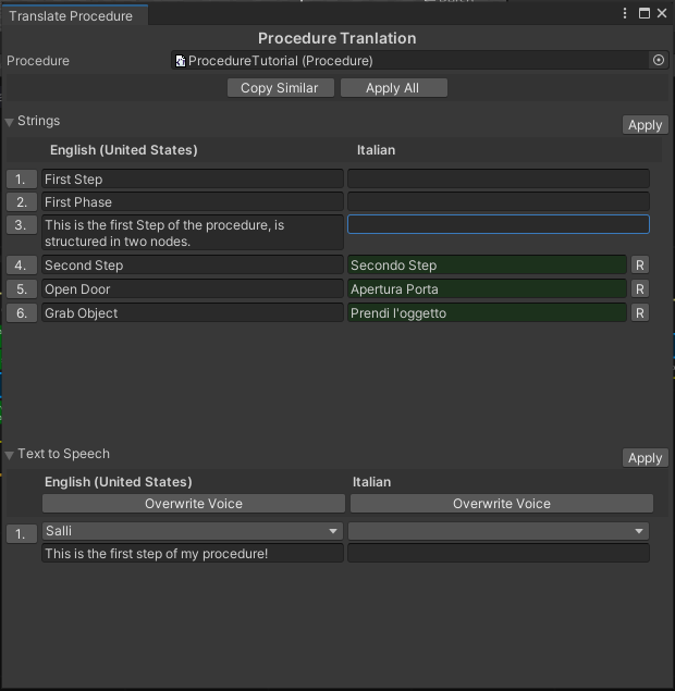 Translate Procedure Window